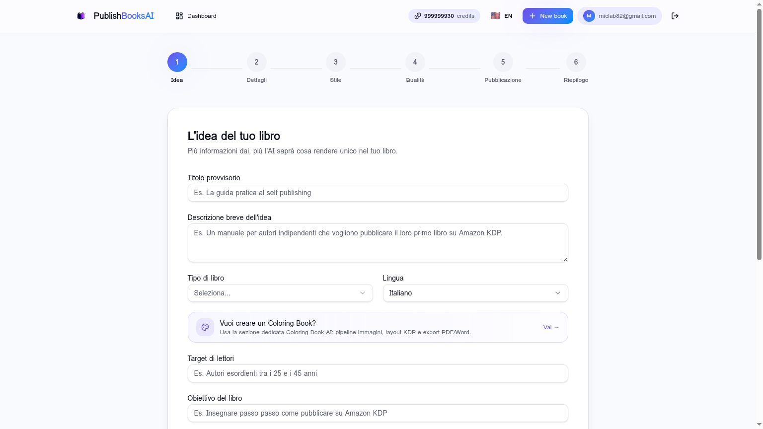 Define your book in a guided wizard